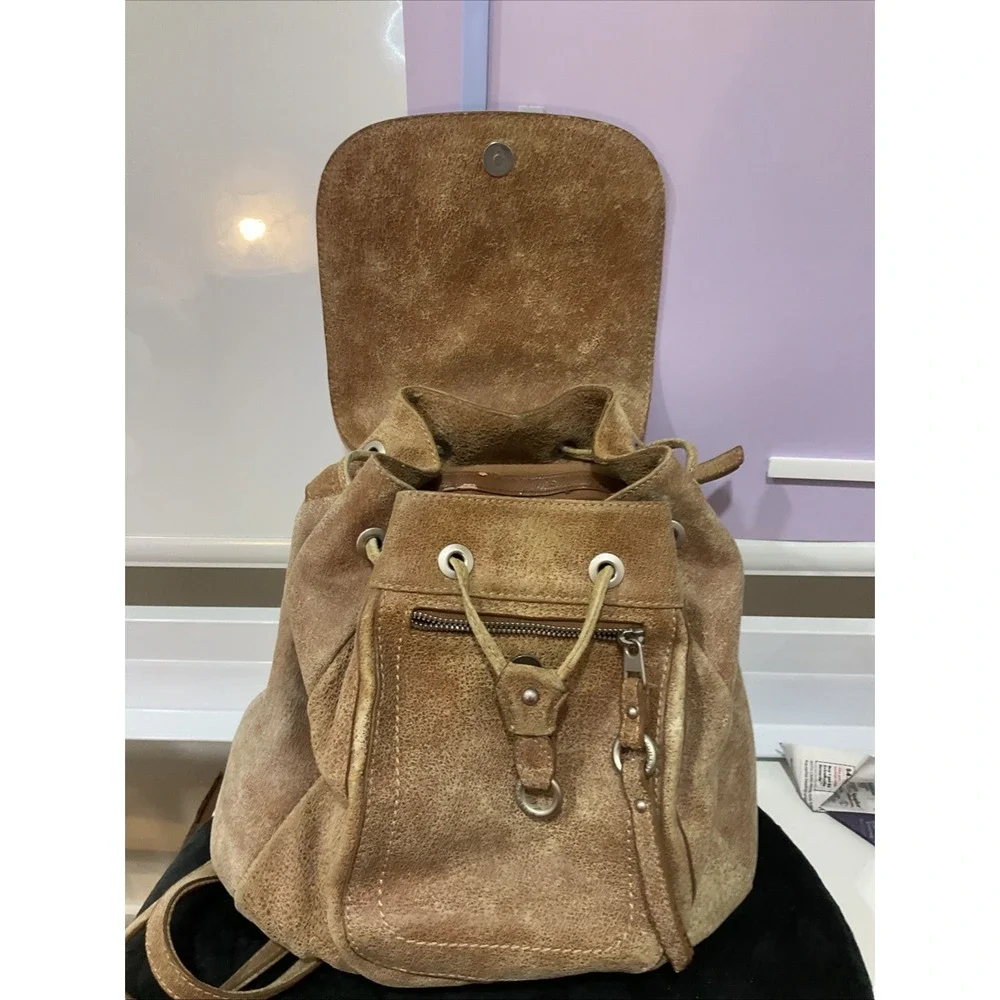 Vintage Arthur & Aston Brown Leather Backpack Purse with Flap Shoulder Bag
